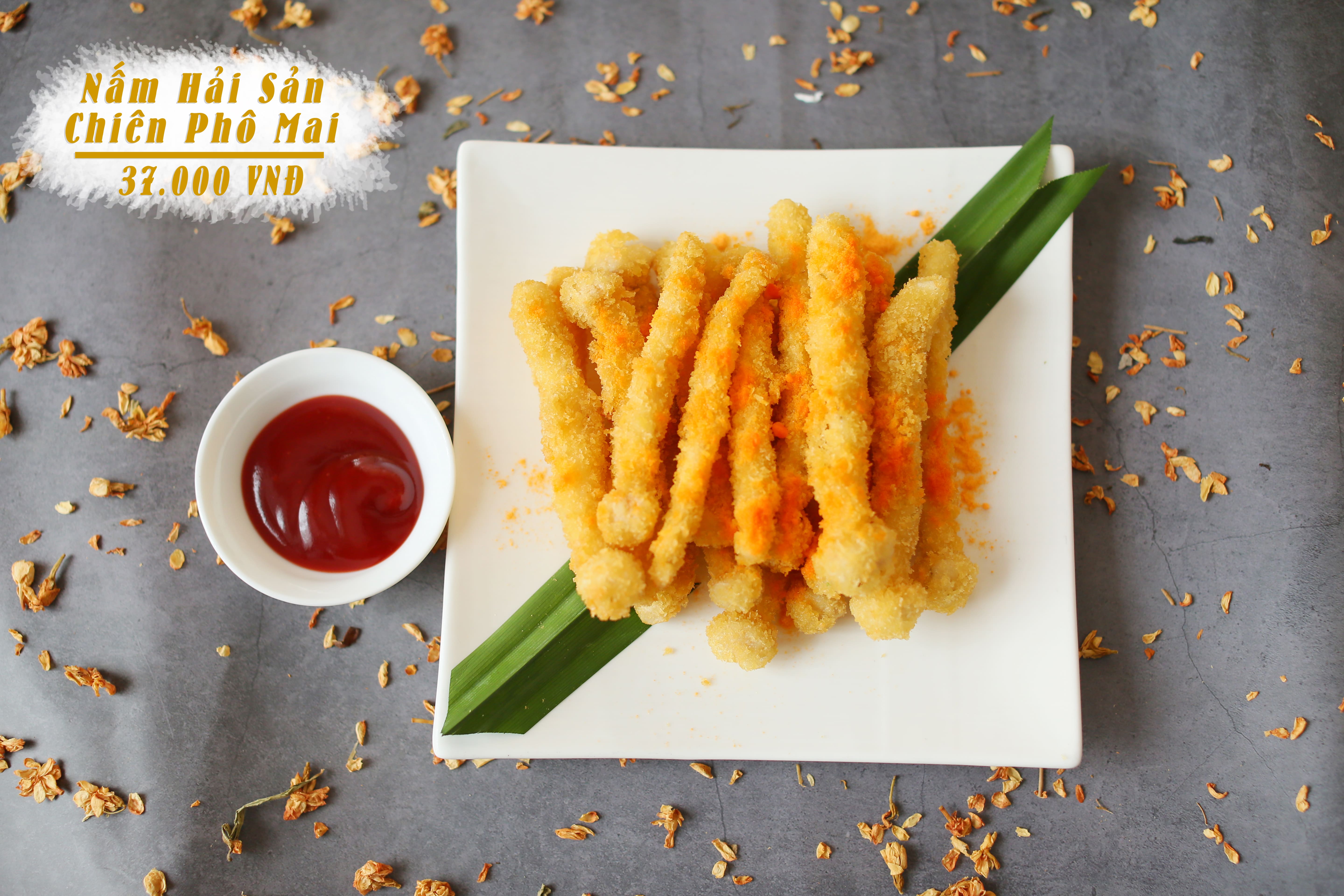 Nấm chiên phomai (fried mushroom with cheese)